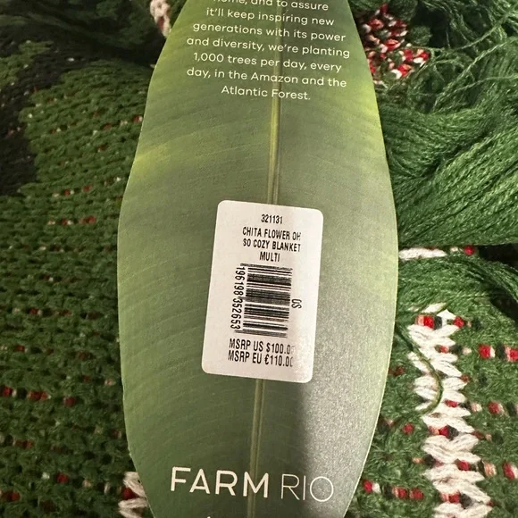 FARM Rio Green and Red Cozy Blanket - Picture 2 of 9
